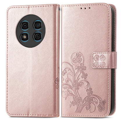 For Ulefone Note 15 Four-leaf Clasp Embossed Buckle Leather Phone Case(Rose Gold) by buy2fix