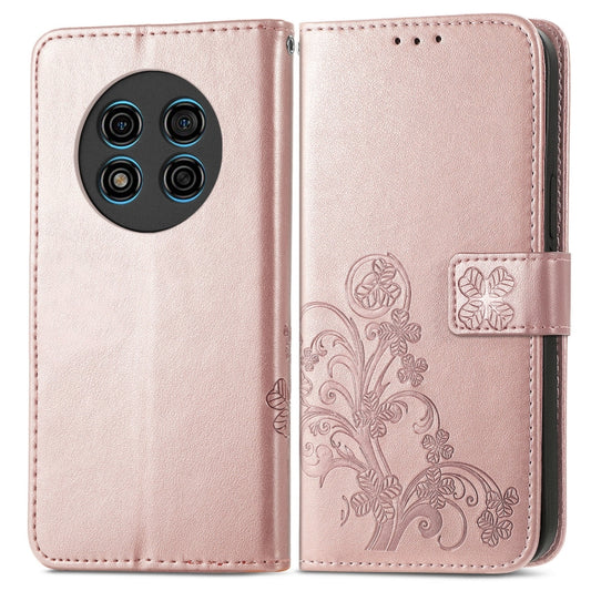 For Ulefone Note 15 Four-leaf Clasp Embossed Buckle Leather Phone Case(Rose Gold) by buy2fix