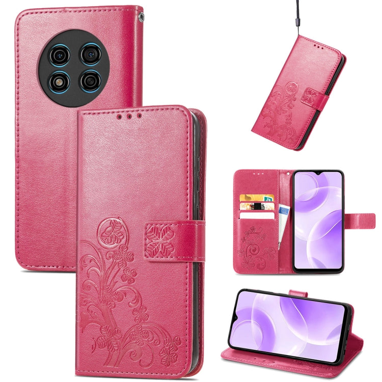 For Ulefone Note 15 Four-leaf Clasp Embossed Buckle Leather Phone Case(Red) by buy2fix