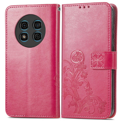 For Ulefone Note 15 Four-leaf Clasp Embossed Buckle Leather Phone Case(Red) by buy2fix
