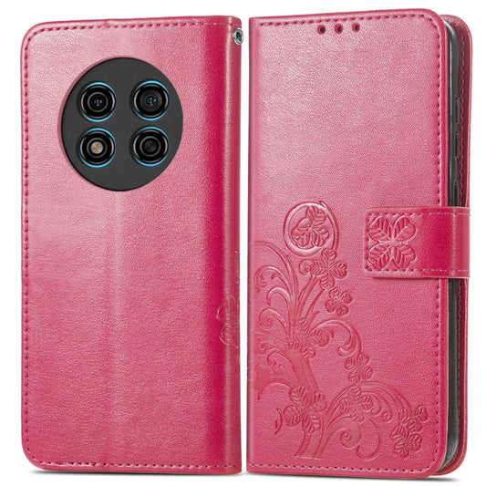 For Ulefone Note 15 Four-leaf Clasp Embossed Buckle Leather Phone Case(Red) by buy2fix