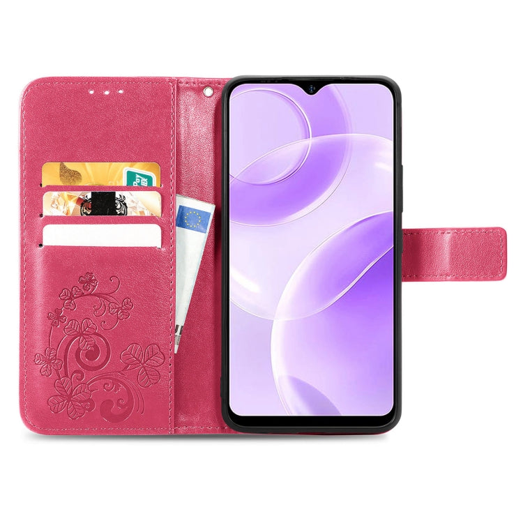 For Ulefone Note 15 Four-leaf Clasp Embossed Buckle Leather Phone Case(Red) by buy2fix