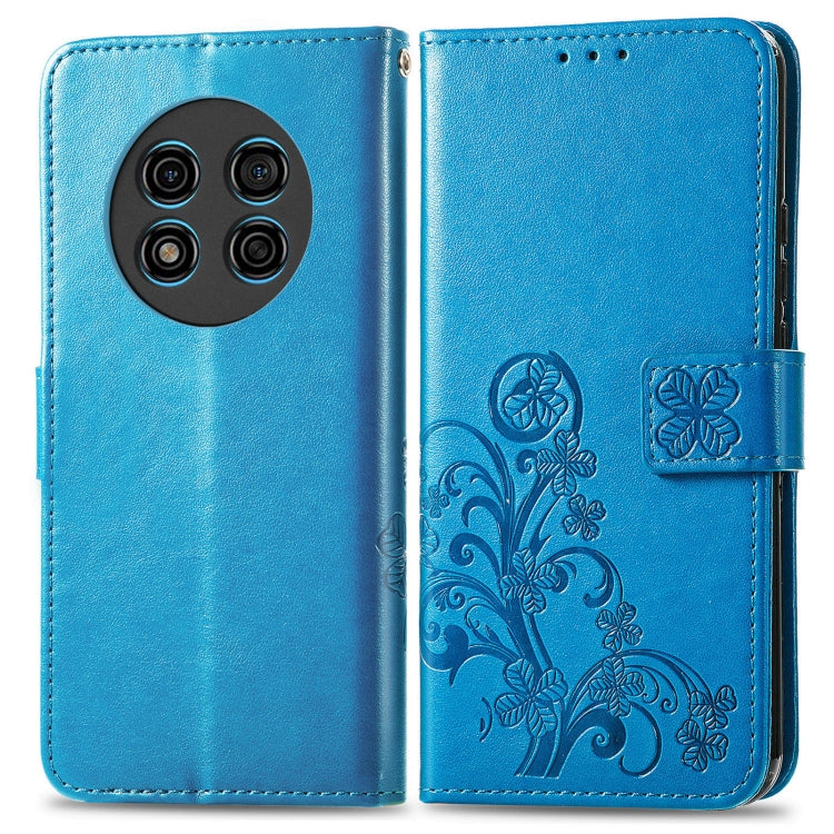 For Ulefone Note 15 Four-leaf Clasp Embossed Buckle Leather Phone Case(Blue) by buy2fix