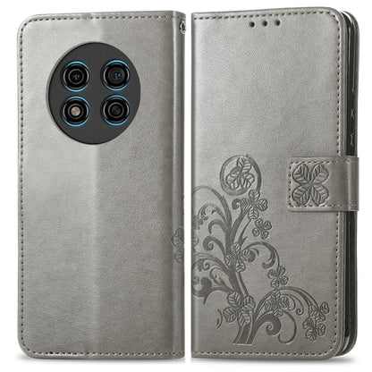 For Ulefone Note 15 Four-leaf Clasp Embossed Buckle Leather Phone Case(Grey) by buy2fix