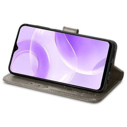 For Ulefone Note 15 Four-leaf Clasp Embossed Buckle Leather Phone Case(Grey) by buy2fix