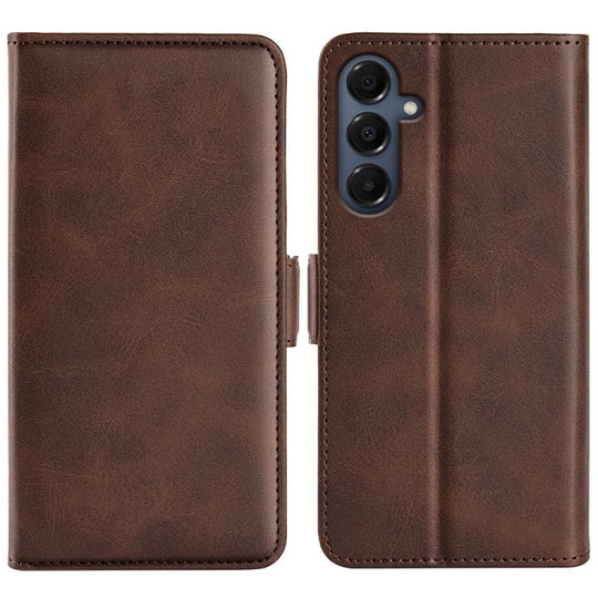 For Samsung Galaxy A17 5G Dual-side Magnetic Buckle Horizontal Flip Leather Phone Case(Brown)