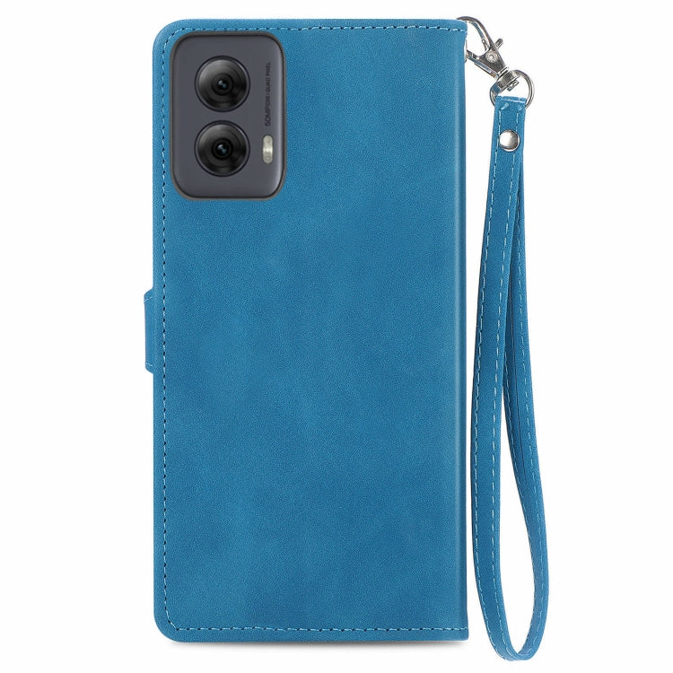 For Motorola Moto G Power 5G 2024 Embossed Flower Zipper Leather Phone Case(Blue) by buy2fix