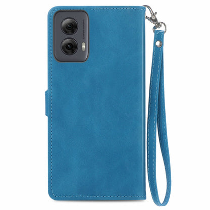 For Motorola Moto G Power 5G 2024 Embossed Flower Zipper Leather Phone Case(Blue) by buy2fix