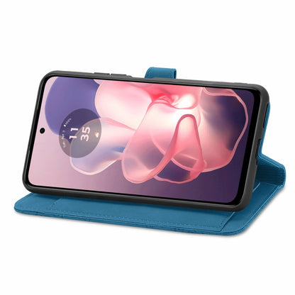 For Motorola Moto G Power 5G 2024 Embossed Flower Zipper Leather Phone Case(Blue) by buy2fix