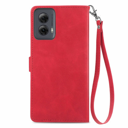 For Motorola Moto G Power 5G 2024 Embossed Flower Zipper Leather Phone Case(Red) by buy2fix