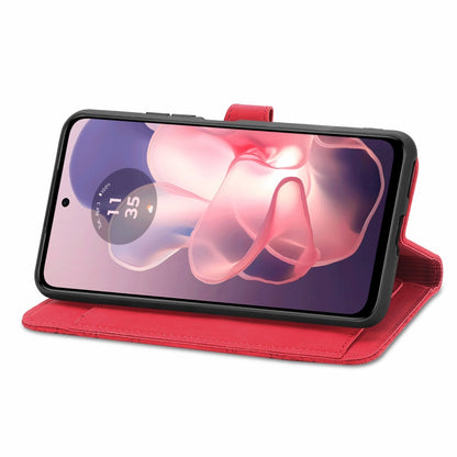 For Motorola Moto G Power 5G 2024 Embossed Flower Zipper Leather Phone Case(Red) by buy2fix