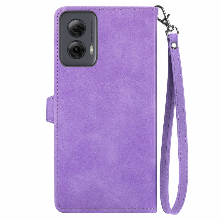 For Motorola Moto G Power 5G 2024 Embossed Flower Zipper Leather Phone Case(Purple) by buy2fix