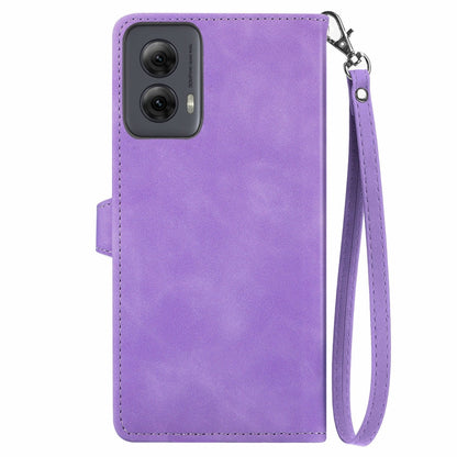 For Motorola Moto G Power 5G 2024 Embossed Flower Zipper Leather Phone Case(Purple) by buy2fix