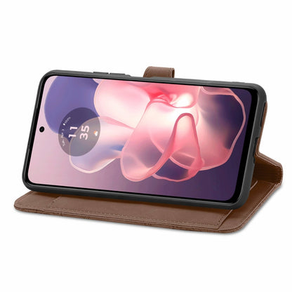 For Motorola Moto G Power 5G 2024 Embossed Flower Zipper Leather Phone Case(Brown) by buy2fix