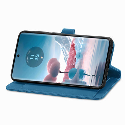 For Motorola Edge 2024 Embossed Flower Zipper Leather Phone Case(Blue) by buy2fix