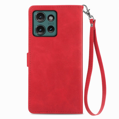 For Motorola Edge 2024 Embossed Flower Zipper Leather Phone Case(Red) by buy2fix