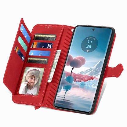 For Motorola Edge 2024 Embossed Flower Zipper Leather Phone Case(Red) by buy2fix