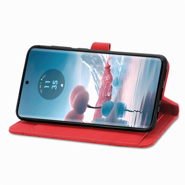 For Motorola Edge 2024 Embossed Flower Zipper Leather Phone Case(Red) by buy2fix