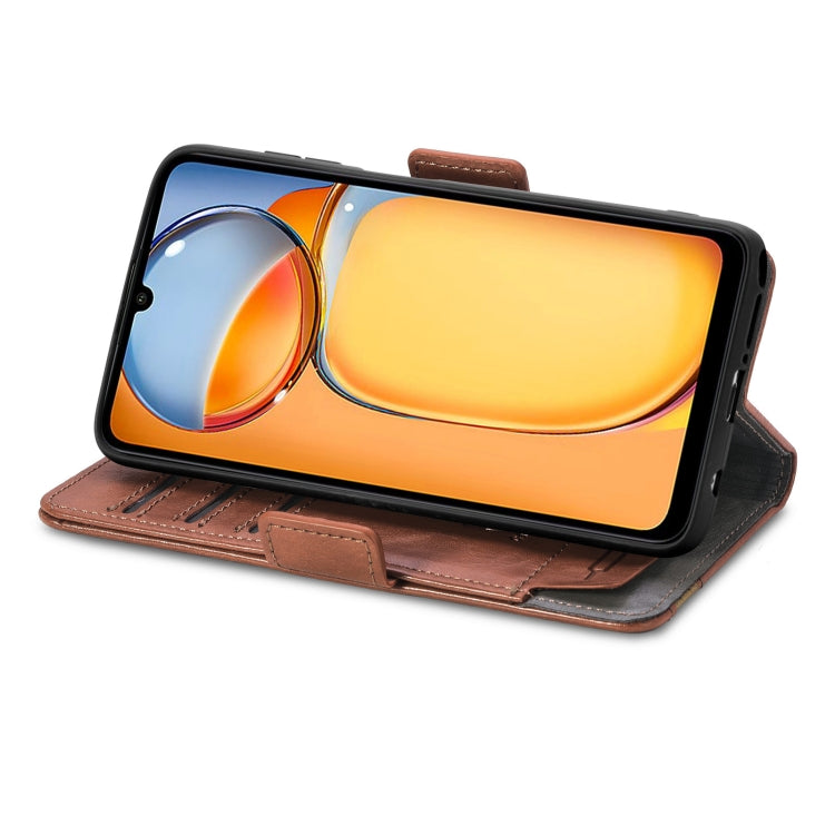 For Xiaomi Redmi 13C CaseNeo Splicing Dual Magnetic Buckle Leather Phone Case(Brown) by buy2fix