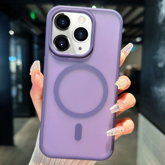 For iPhone 11 Pro Max Transparent TPU Hybrid PC Magsafe Phone Case(Purple) by buy2fix