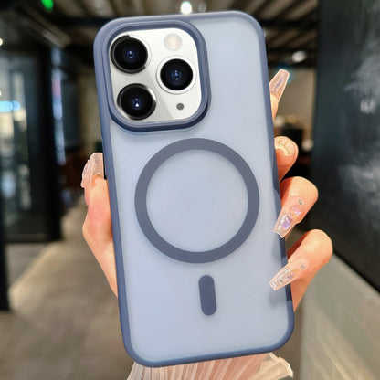 For iPhone 11 Pro Max Transparent TPU Hybrid PC Magsafe Phone Case(Blue) by buy2fix