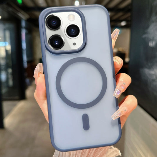 For iPhone 11 Pro Max Transparent TPU Hybrid PC Magsafe Phone Case(Blue) by buy2fix