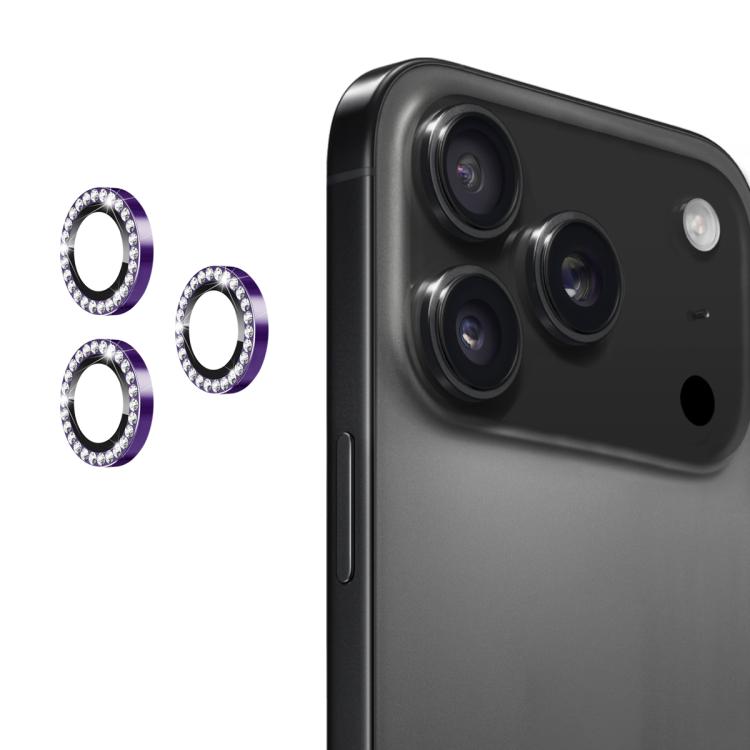 For iPhone 17 Pro / 17 Pro Max ENKAY AR Anti-reflection Individual Diamond Ring Camera Lens Glass Full Film(Deep Purple) - iPhone 17 Pro Max Tempered Glass by ENKAY | Online Shopping UK | buy2fix