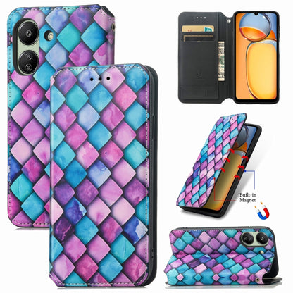 For Xiaomi Redmi 13C CaseNeo Colorful Magnetic Leather Phone Case(Purple Scales) by buy2fix