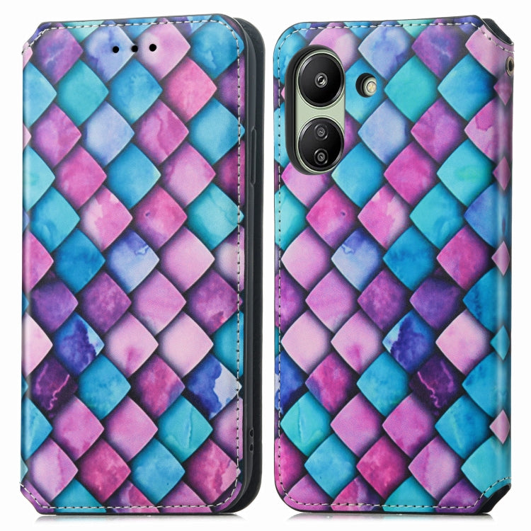 For Xiaomi Redmi 13C CaseNeo Colorful Magnetic Leather Phone Case(Purple Scales) by buy2fix