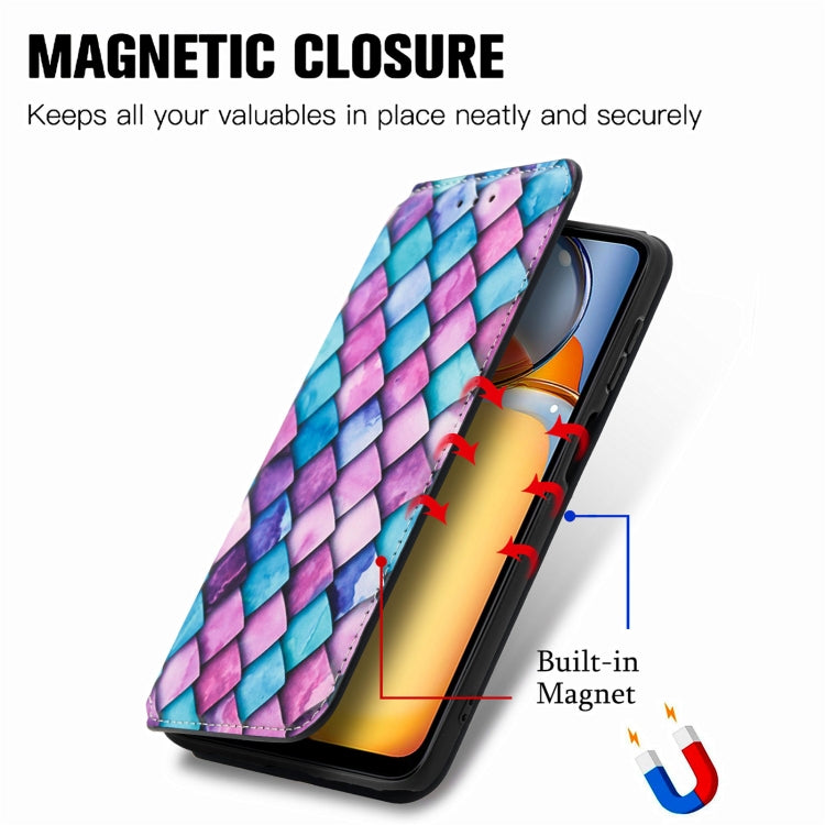 For Xiaomi Redmi 13C CaseNeo Colorful Magnetic Leather Phone Case(Purple Scales) by buy2fix