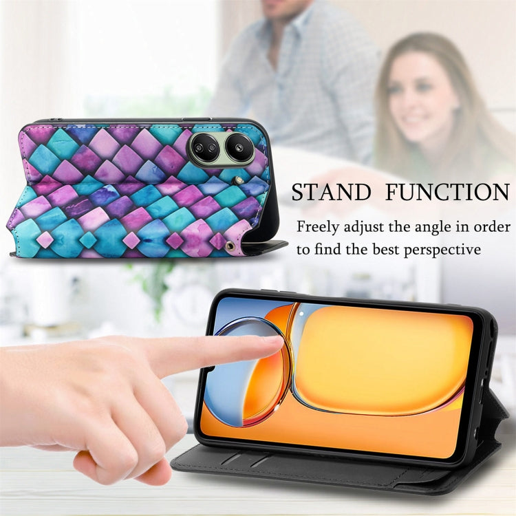 For Xiaomi Redmi 13C CaseNeo Colorful Magnetic Leather Phone Case(Purple Scales) by buy2fix