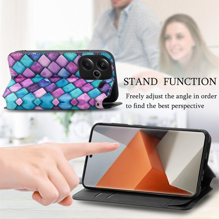 For Xiaomi Redmi Note 13 Pro+ CaseNeo Colorful Magnetic Leather Phone Case(Purple Scales) - Xiaomi Cases by buy2fix | Online Shopping UK | buy2fix