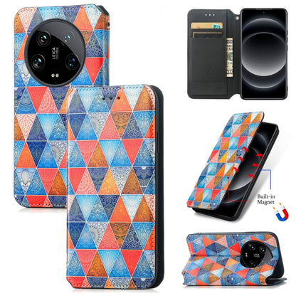 For Xiaomi 14 Ultra CaseNeo Colorful Magnetic Leather Phone Case(Rhombus Mandala) - Xiaomi 14 Ultra Cases by buy2fix | Online Shopping UK | buy2fix
