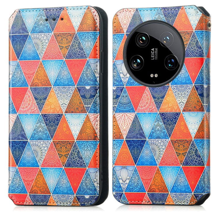 For Xiaomi 14 Ultra CaseNeo Colorful Magnetic Leather Phone Case(Rhombus Mandala) - Xiaomi 14 Ultra Cases by buy2fix | Online Shopping UK | buy2fix
