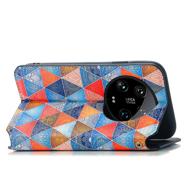 For Xiaomi 14 Ultra CaseNeo Colorful Magnetic Leather Phone Case(Rhombus Mandala) - Xiaomi 14 Ultra Cases by buy2fix | Online Shopping UK | buy2fix