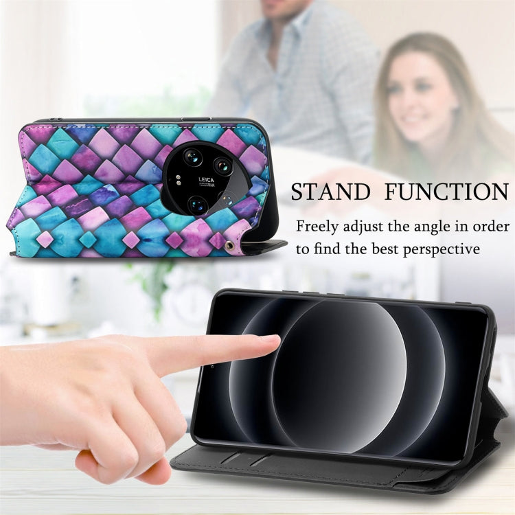 For Xiaomi 14 Ultra CaseNeo Colorful Magnetic Leather Phone Case(Rhombus Mandala) - Xiaomi 14 Ultra Cases by buy2fix | Online Shopping UK | buy2fix