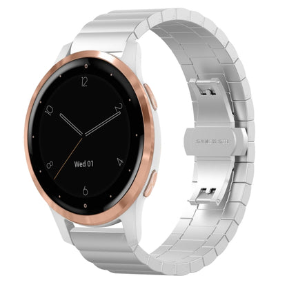 For Garmin Vivoactive 4S One Bead Butterfly Buckle Stainless Steel Metal Watch Band(Silver) by buy2fix