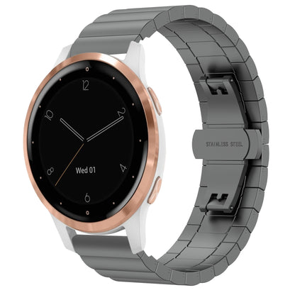 For Garmin Vivoactive 4S One Bead Butterfly Buckle Stainless Steel Metal Watch Band(Gray) by buy2fix