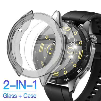 For Huawei Watch GT4 46mm PC + Tempered Film Integrated Watch Protective Case(Black) by buy2fix
