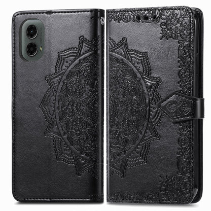 For Motorola Moto G 2024 Mandala Flower Embossed Leather Phone Case(Black) by buy2fix