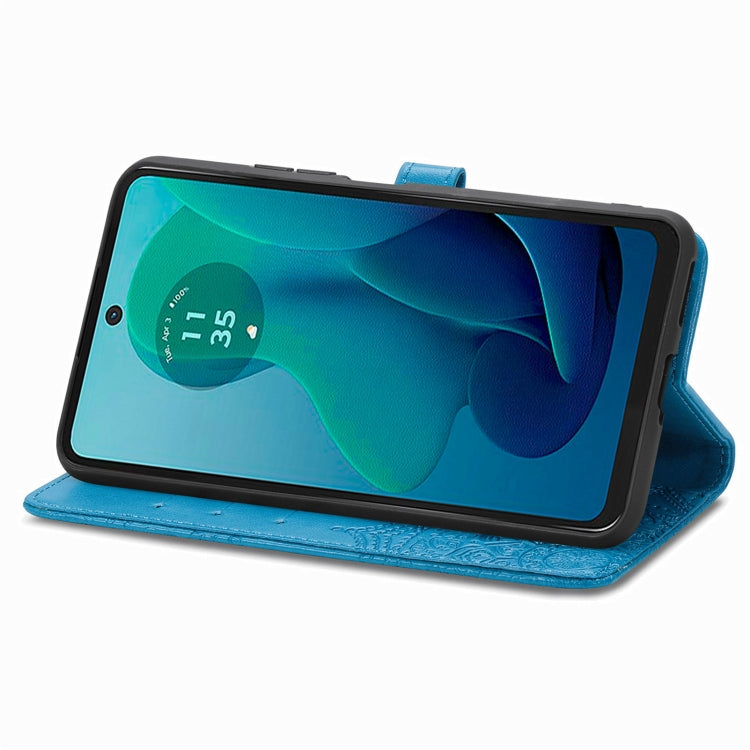 For Motorola Moto G 2024 Mandala Flower Embossed Leather Phone Case(Blue) by buy2fix