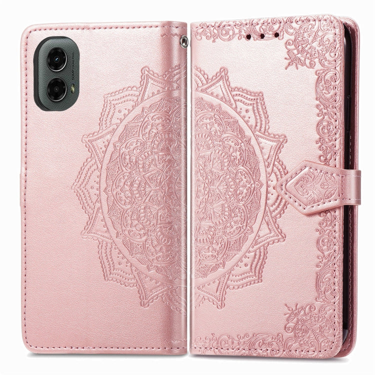 For Motorola Moto G 2024 Mandala Flower Embossed Leather Phone Case(Rose Gold) by buy2fix