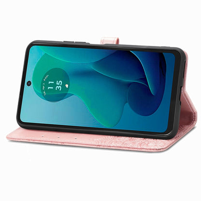 For Motorola Moto G 2024 Mandala Flower Embossed Leather Phone Case(Rose Gold) by buy2fix