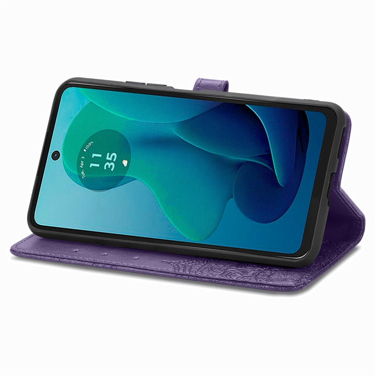 For Motorola Moto G 2024 Mandala Flower Embossed Leather Phone Case(Purple) by buy2fix