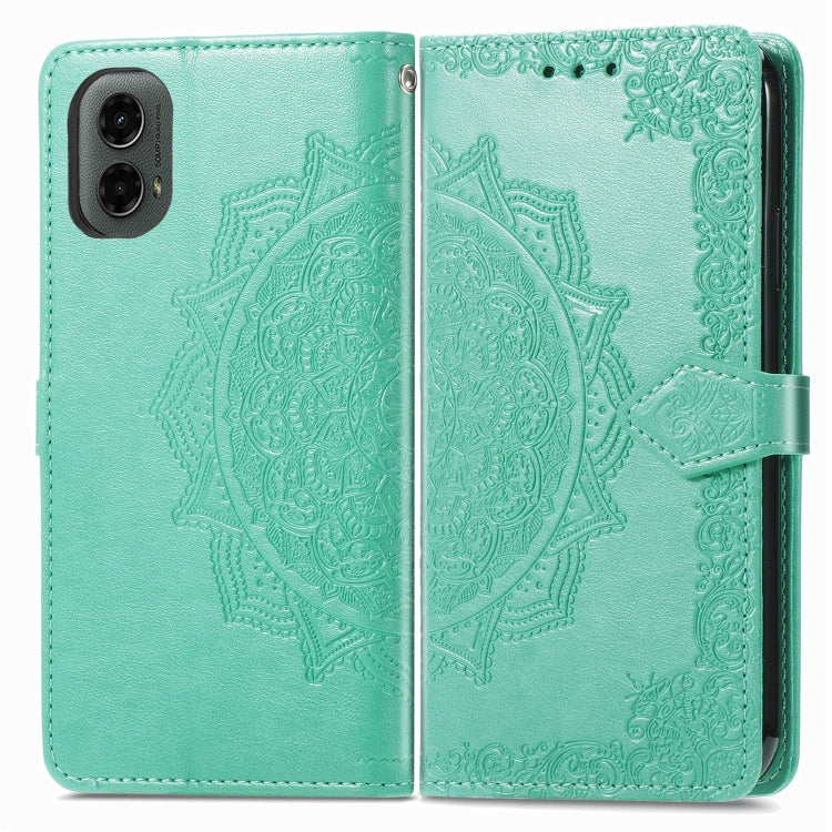 For Motorola Moto G 2024 Mandala Flower Embossed Leather Phone Case(Green) by buy2fix