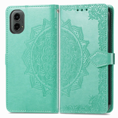 For Motorola Moto G 2024 Mandala Flower Embossed Leather Phone Case(Green) by buy2fix