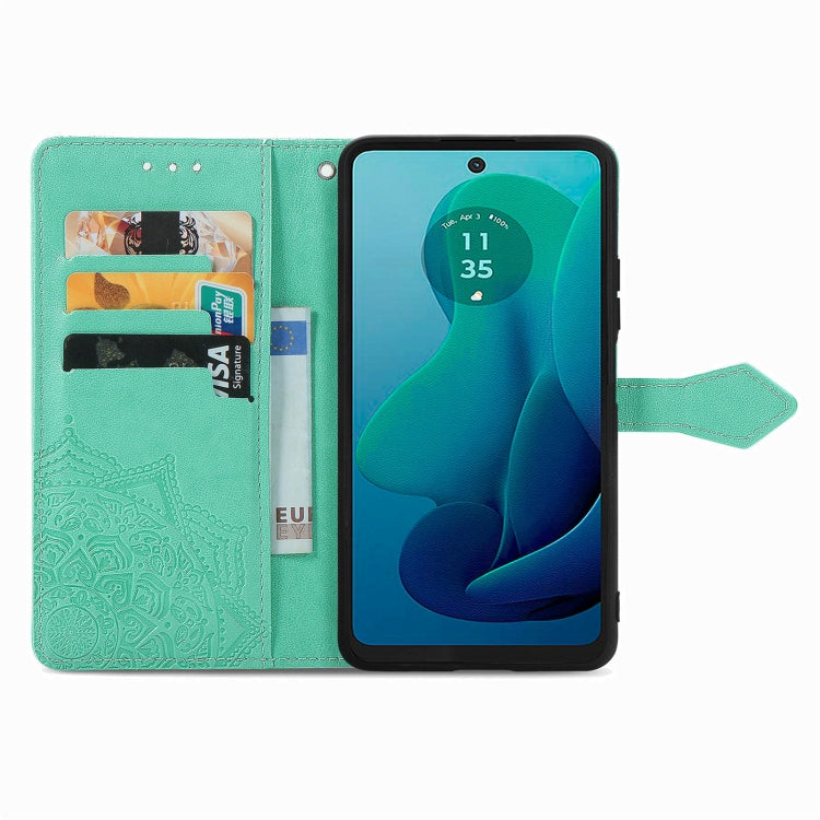 For Motorola Moto G 2024 Mandala Flower Embossed Leather Phone Case(Green) by buy2fix