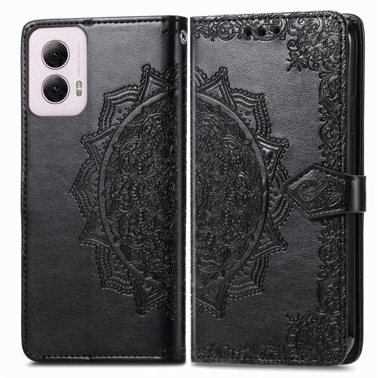 For Motorola Moto G Power 2024 Mandala Flower Embossed Leather Phone Case(Black) by buy2fix