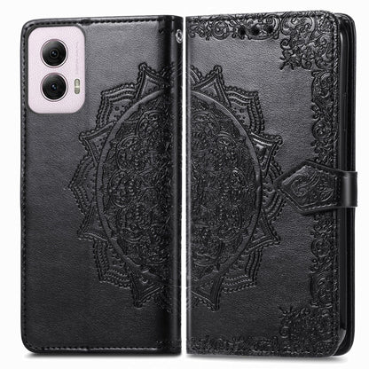 For Motorola Moto G Power 2024 Mandala Flower Embossed Leather Phone Case(Black) by buy2fix