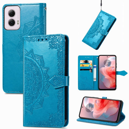 For Motorola Moto G Power 2024 Mandala Flower Embossed Leather Phone Case(Blue) by buy2fix